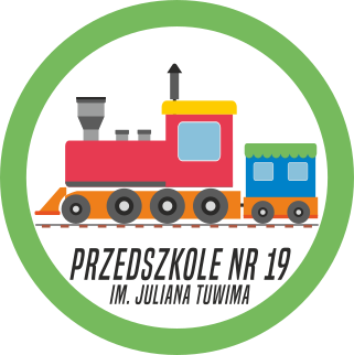 logo przedszkola nr 19 w Żorach przedstawiające lokomotywę