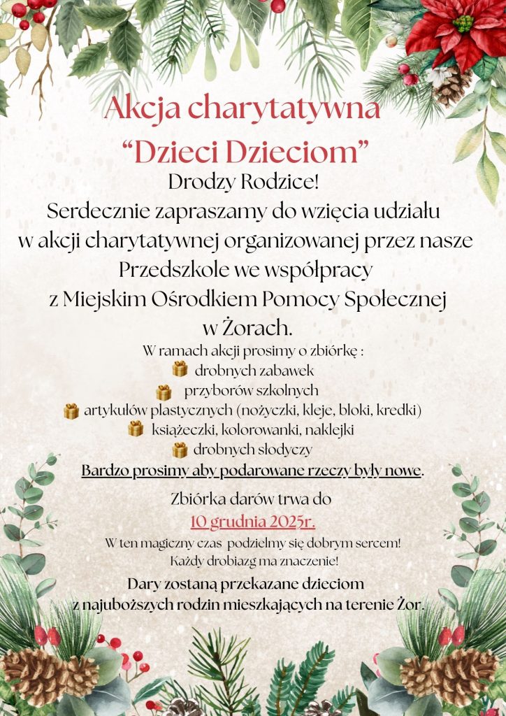 Plakat akcji charytatywnej dzieci dzieciom